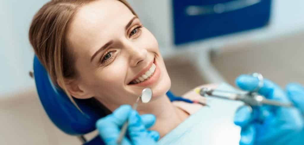 A patient in a dental chair during an examination