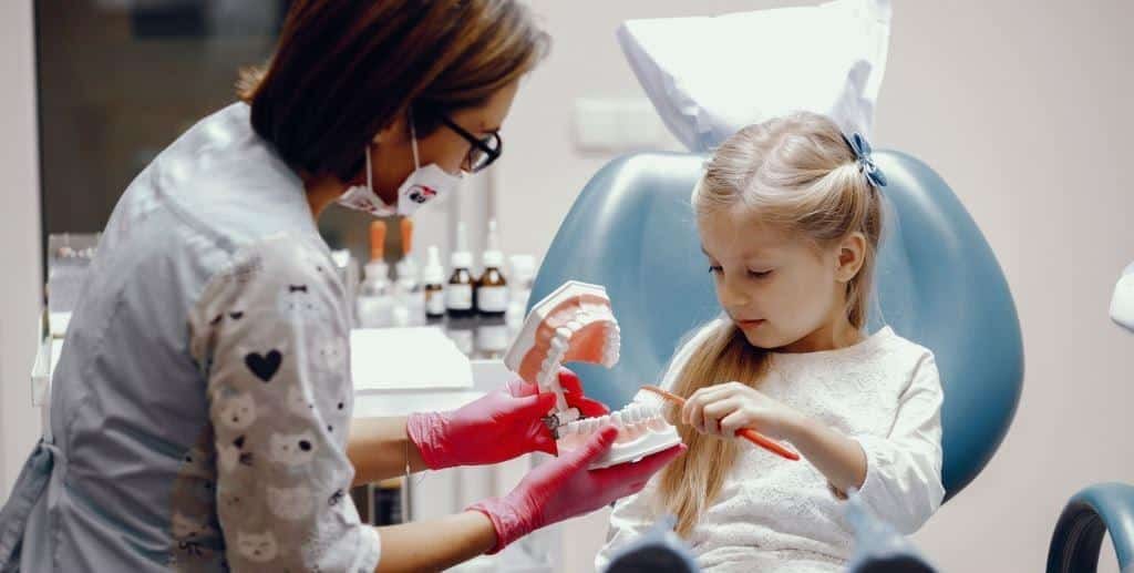 A child having a dental examination.