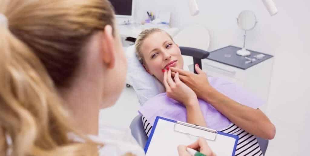 A patient discussing a concern about their mouth