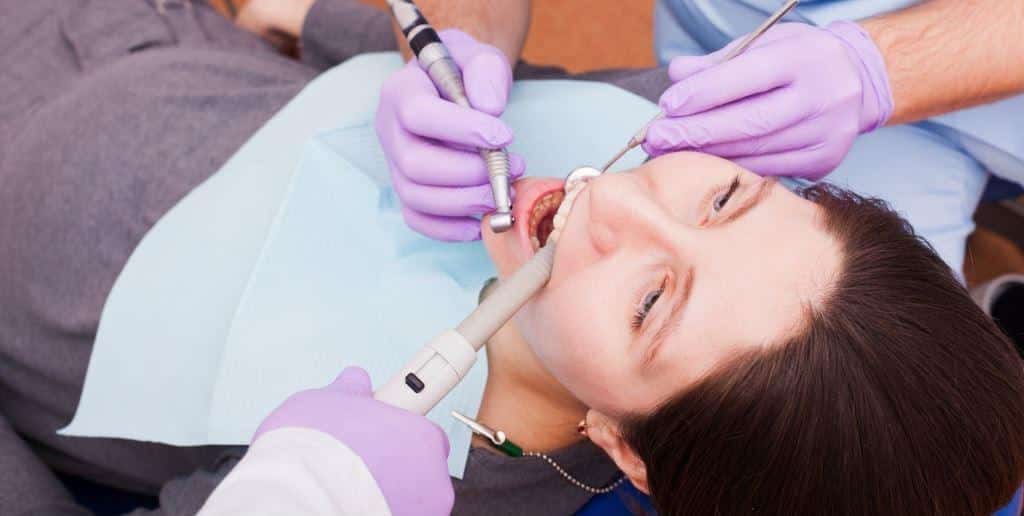 A patient receiving dental treatment