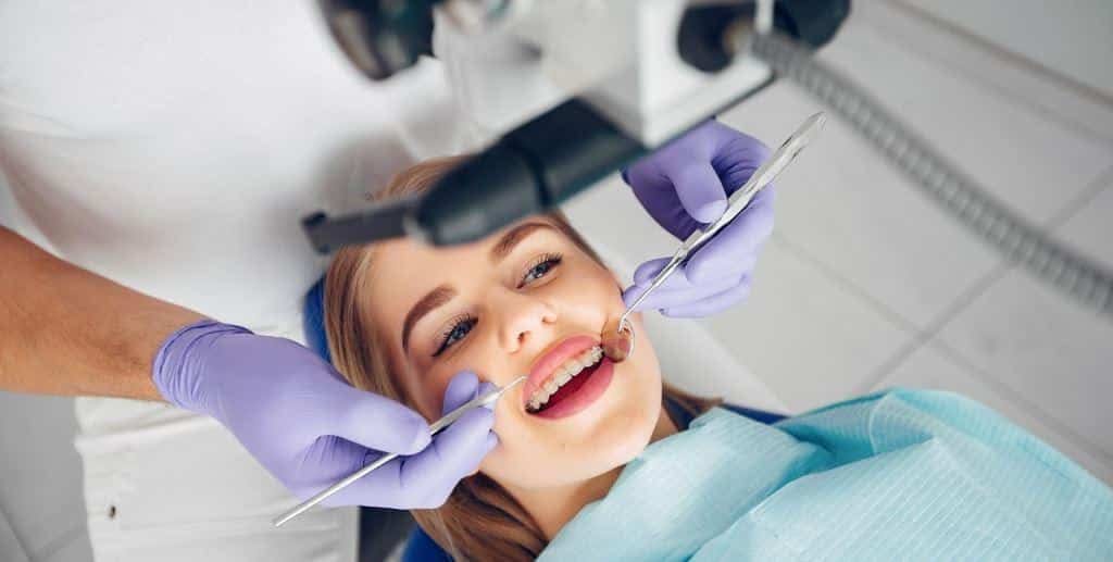 Patient having a dental examination