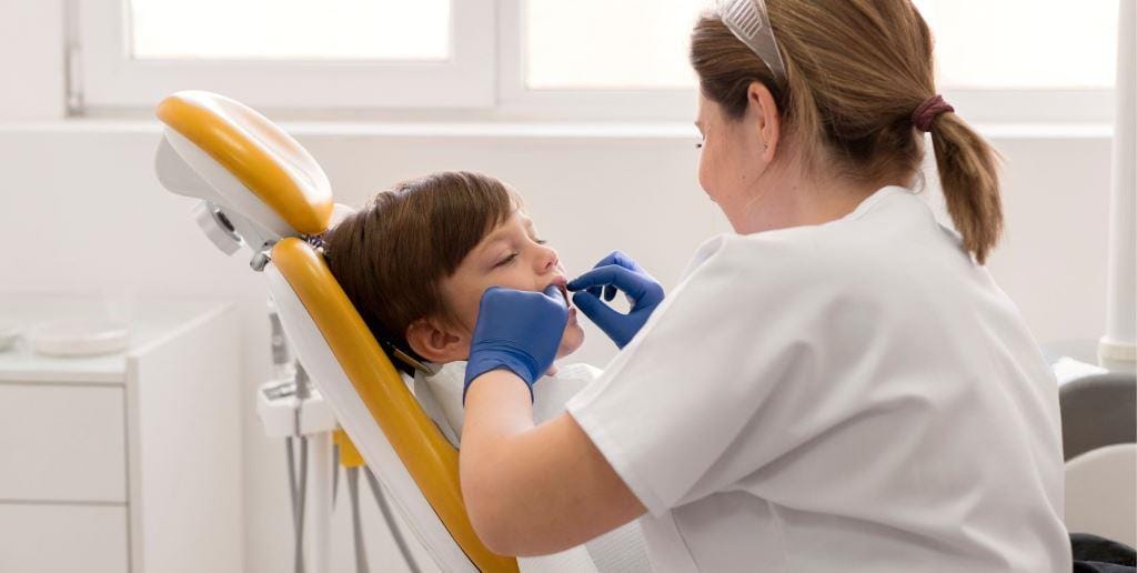 A child having a dental examination