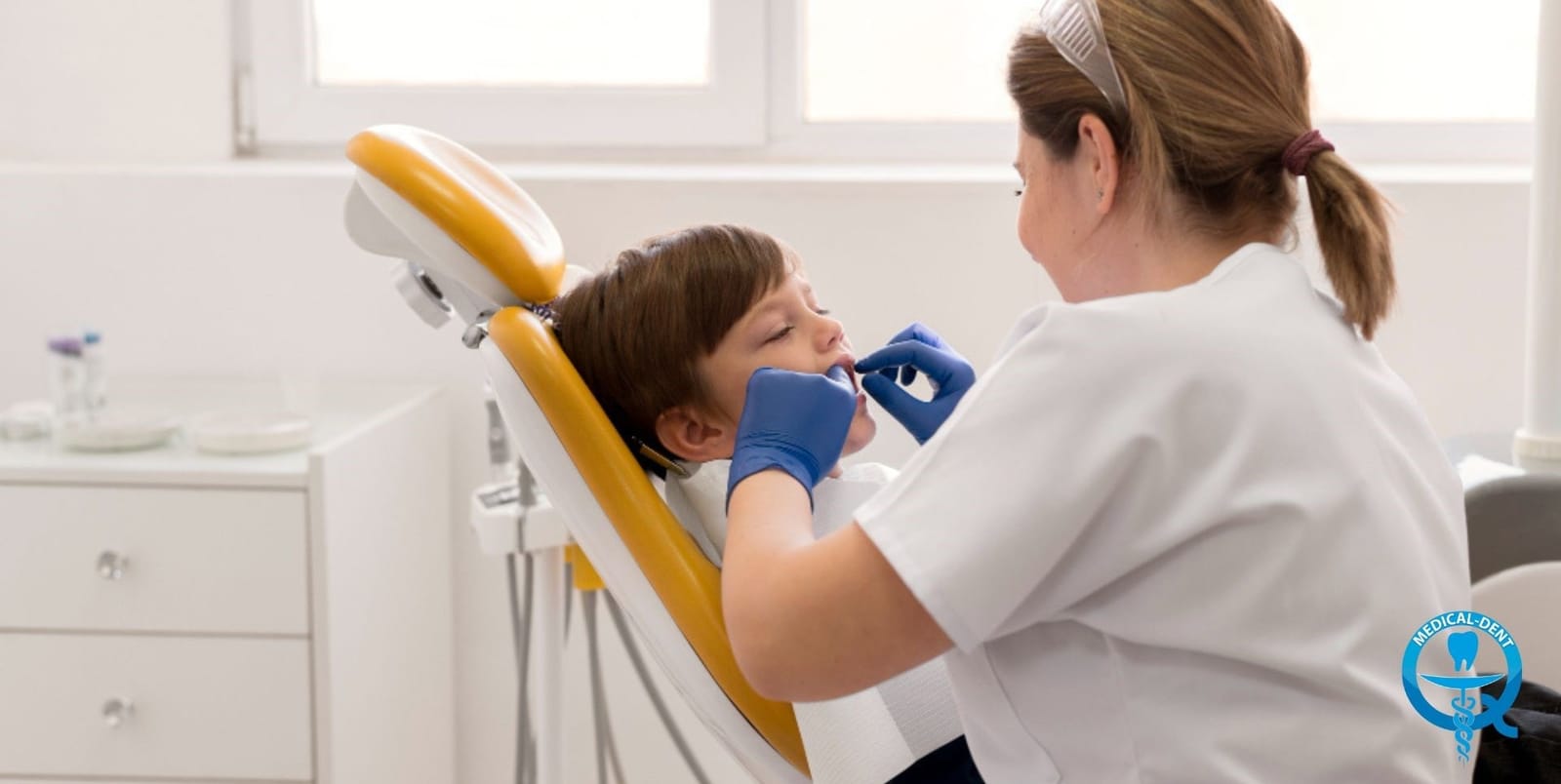 A child having a dental examination