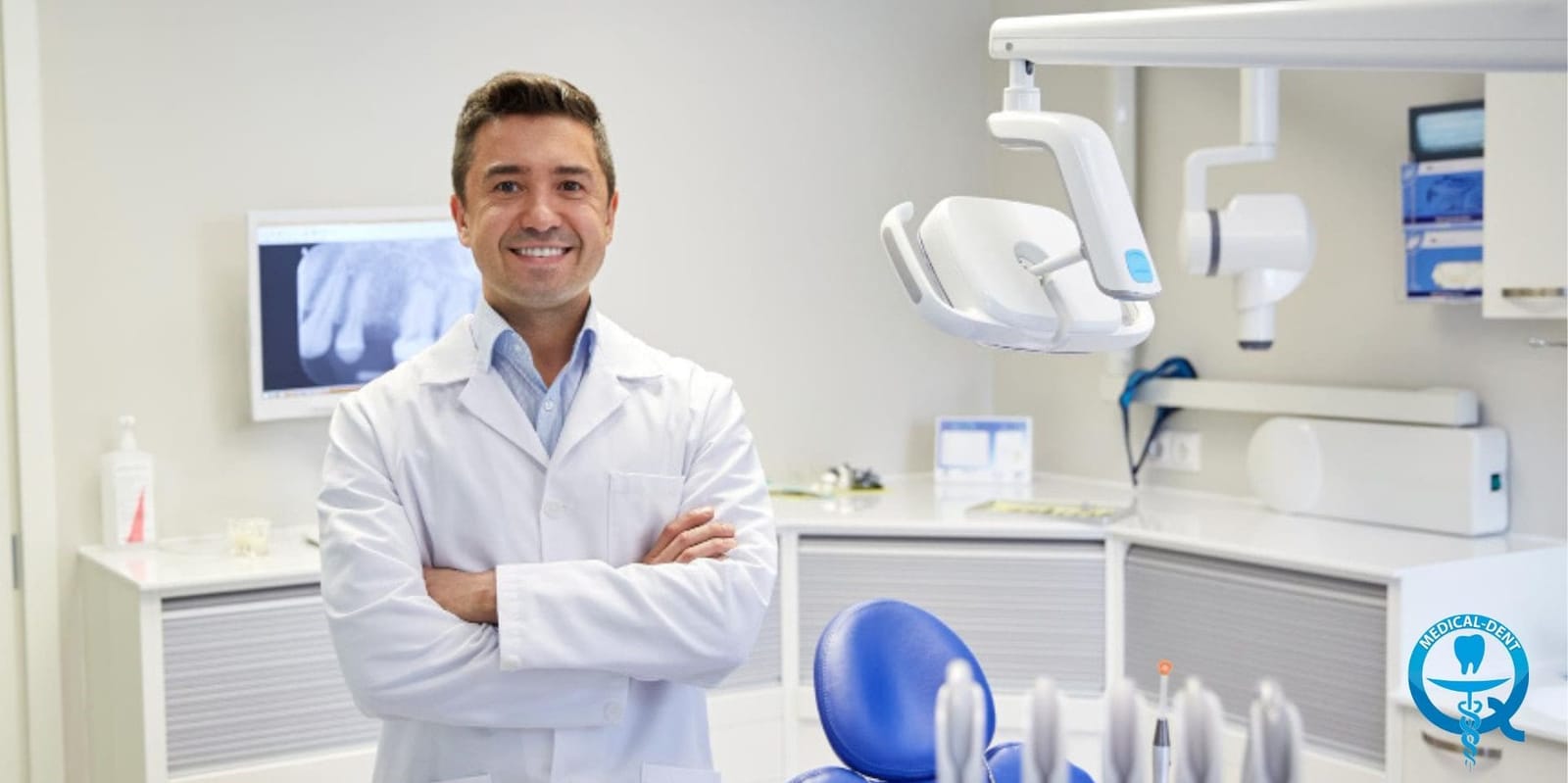 Dentist standing in a dental surgery