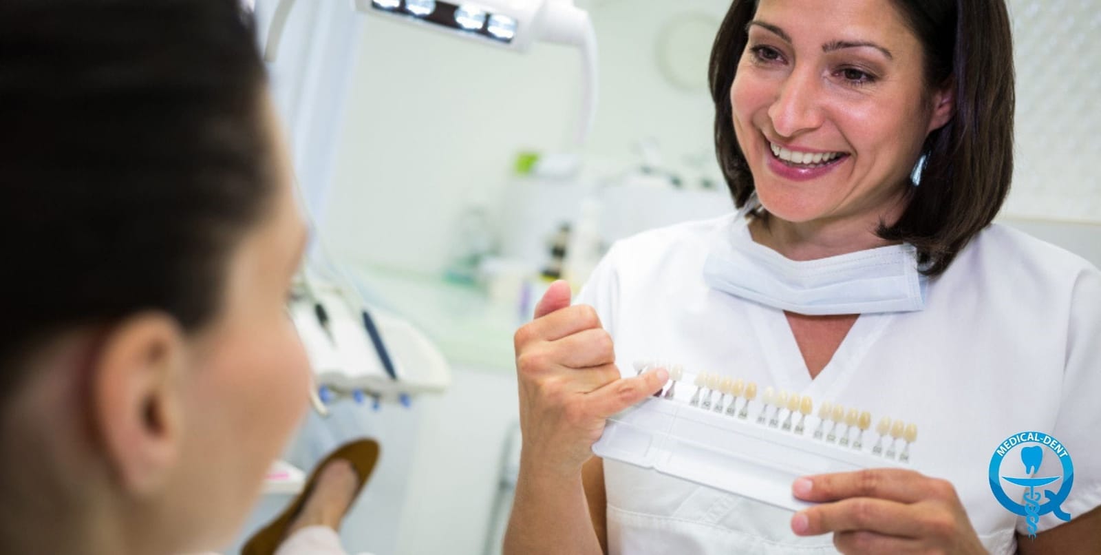 A tooth shade guide being shown during a consultation