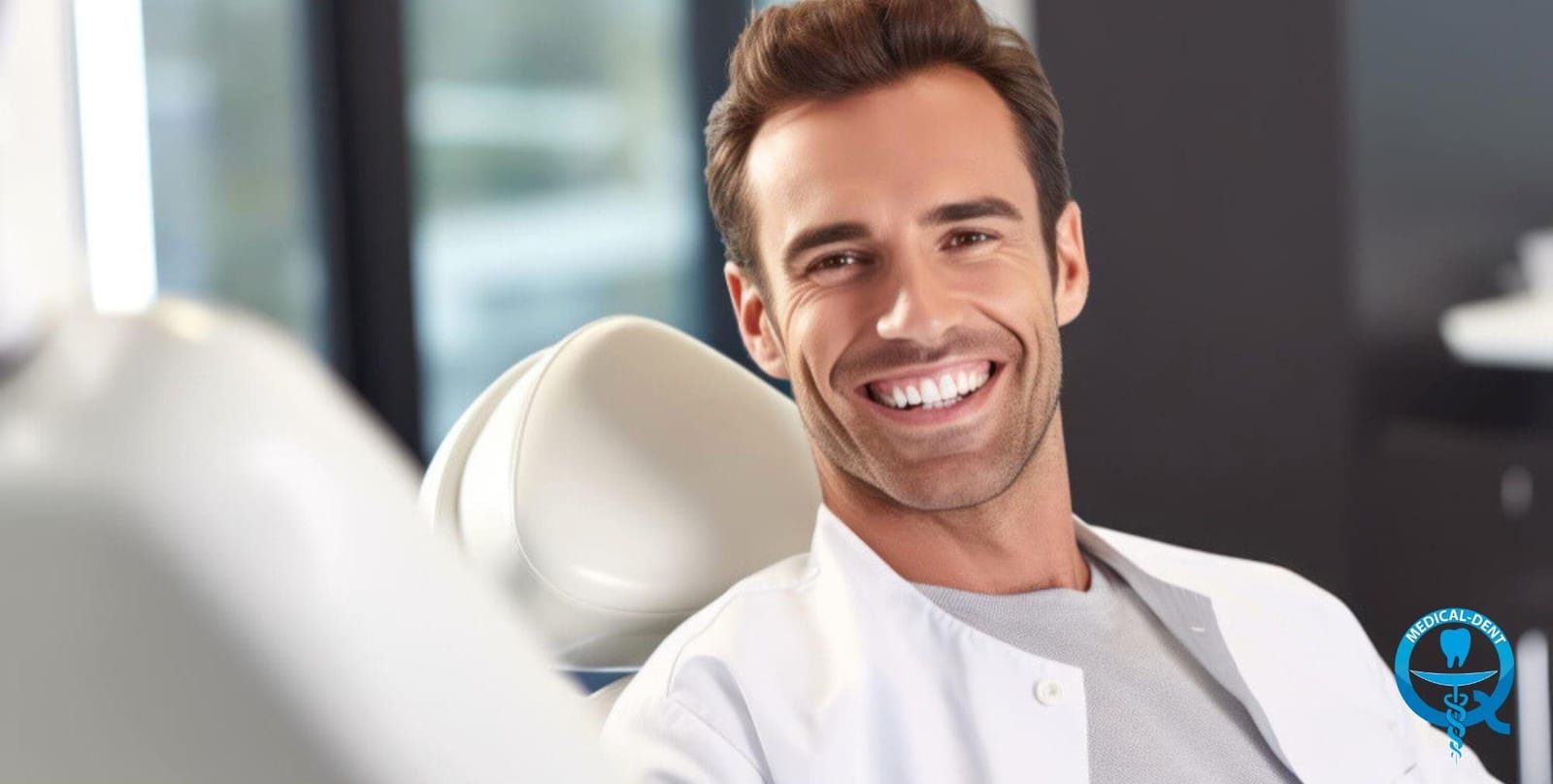 Smiling man seated in a dental chair